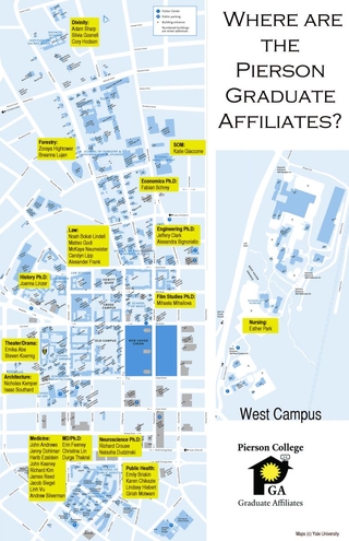 Where are the Pierson Grad Affiliates? Satellite view of Downtown New Haven